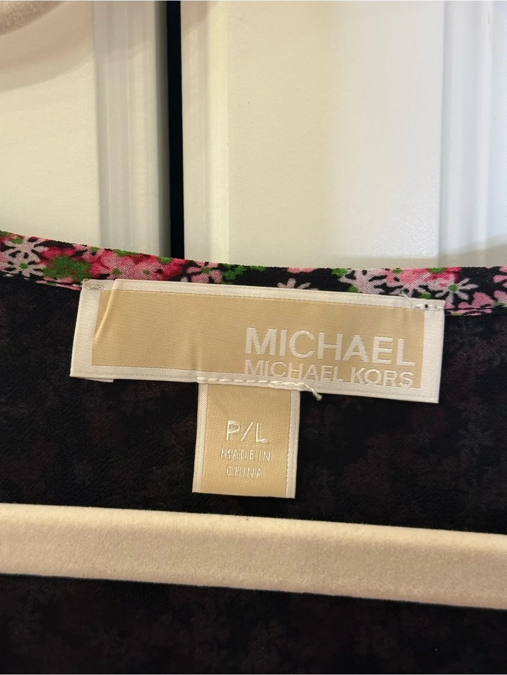 Michael Kors Pink Floral Layered Tunic with Black Hem